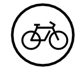 Black bike symbol in a circle