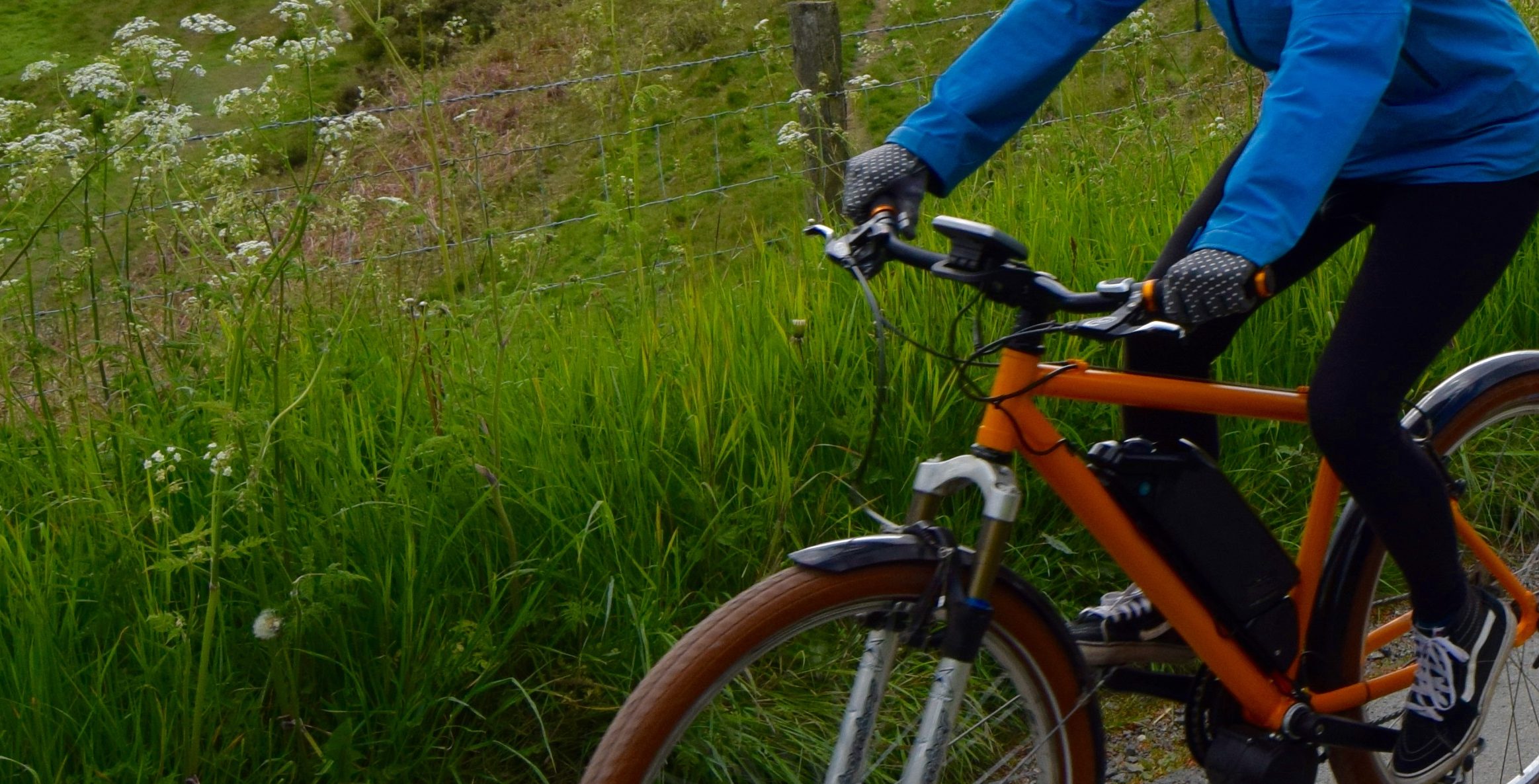 A converted e-bike being ridden